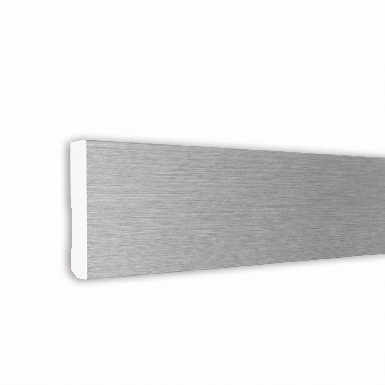 Rodapé PVC Expandido 2500x70x14mm Aluminio Escovado